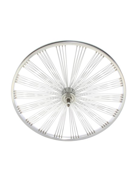 26 Fan Steel Free Wheel 144 Spoke 14g UCP 3/8 Axle Single Wall Chrome.